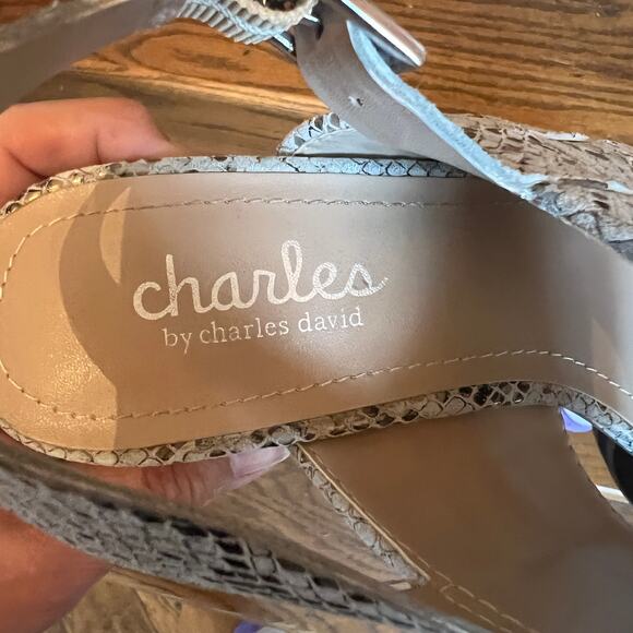 Charles by Charles David Reptile Print Maison Block-Heel City Sandals - SIZE 8M - Picture 8 of 12